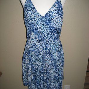 Banana Republic Blue White Snakeskin Print Dress Sleeveless Midi Size 6 NEW